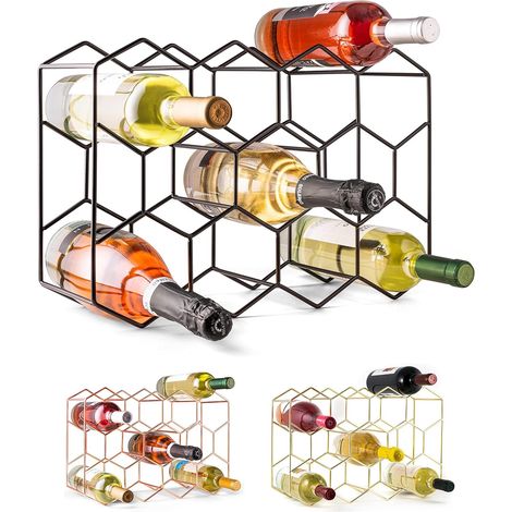 Rangement Bouteille Posable - Petit Casier à Vin Noir Moderne Autoportant -Porte Bouteilles à 3 Niveaux pour Armoire, Garde-Manger, Cave à Vin (1/5)