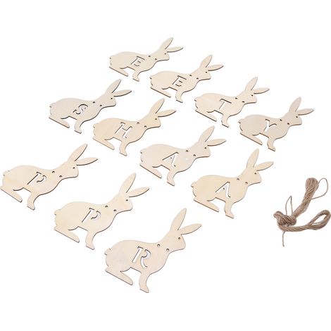 Osterhasen-Hängeornament-Set aus Holz zur Dekoration von Zuhause und Büro (1/5)