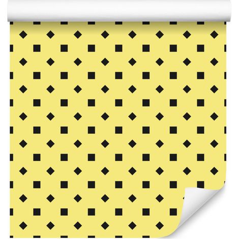 Papier peint à pois crème, fond jaune pour salon et chambre 50x1000 cm (1/5)