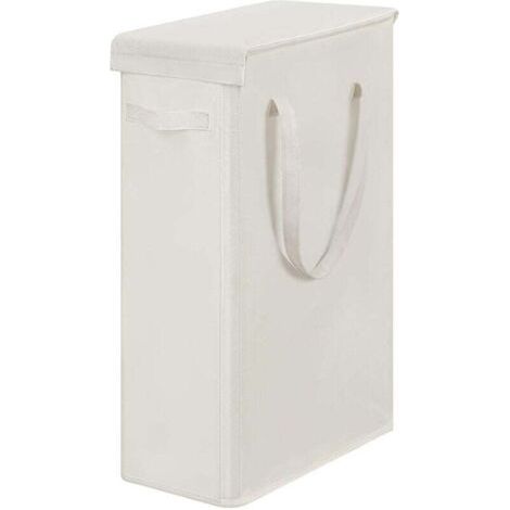 Cesto portabiancheria stretto con coperchio, grande capacità 60L, in tessuto Oxford con manici lunghi per camera da letto e bagno (beige)