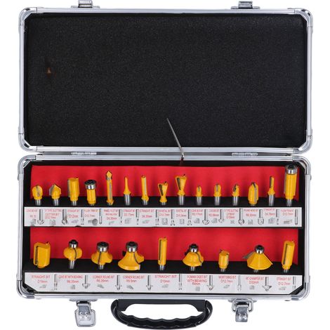 Jeu de mèches de toupie, 24 pièces, tige de 8mm, Kit de fraises pour le travail du bois, outils de rainurage et de chanfreinage (1/5)
