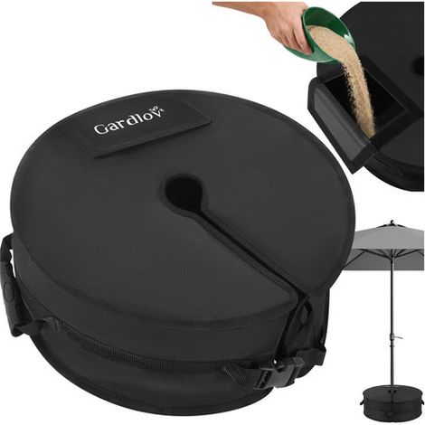 Schirmständer, 40 kg, sandgefüllt, schwarzes Oxford-Gewebe