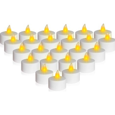 LED Teelichter warm weiß mit Fackereffekt und Timer - 24er Set - Künstliche mit flackernder Flamme Kerze Batterie betrieben - Deko Licht für Weihnachten Advent Hochzeit Geburstag