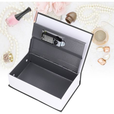 Coffre-fort classique en acier en forme de livre, coffre-fort de haute qualité avec serrure à livre secrète et boîte à combinaison cachée, acier noir imitation livre. (1/5)