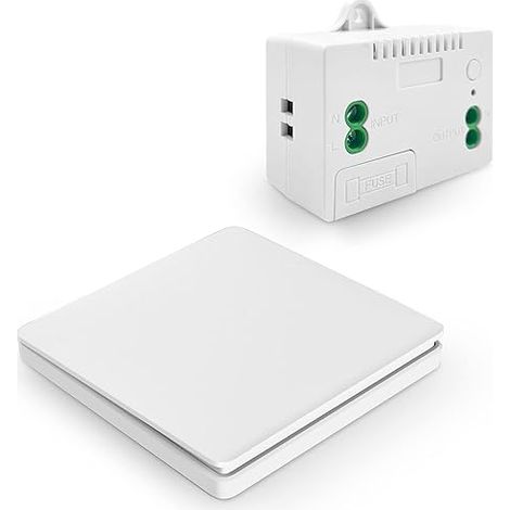 DieseRC Funk-Schalter ohne Batterie, Wandbedienfeld-Funksteuerung und 10-A-Relaisempfänger mit Sicherung, selbstgenerierender Schalter ohne Batterie