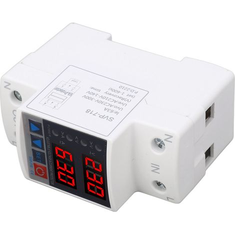 Dispositif de protection contre les surtensions et les sous-tensions à réarmement automatique, limitation de courant intelligente réglable, temporisation, 220 V CA, 63 A (1/5)