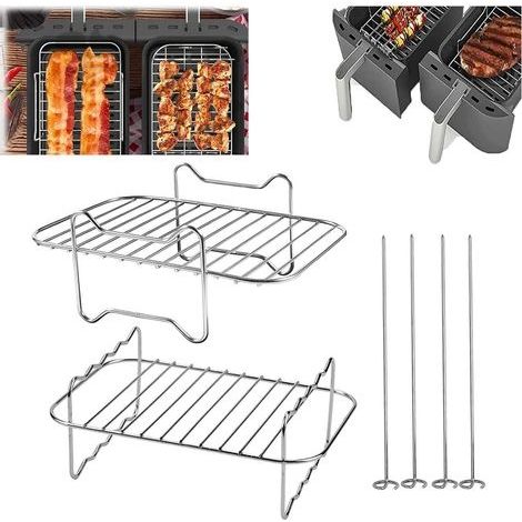 Accessoire de friteuse à air chaud en acier inoxydable 201SS compatible avec les modèles Ninja Foodi AF300EU et AF400EU, comprenant une grille (1/5)