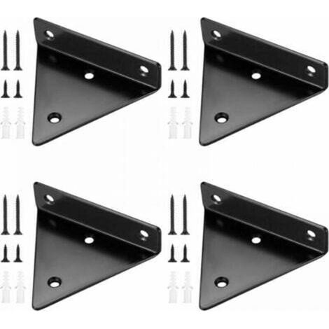 Supports d'étagère flottants métal 10 x 8 cm – Lot de 4 équerres murales triangulaires invisibles pour tablettes décoratives (1/5)