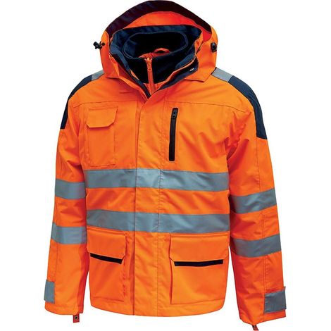 Hochsichtbarer wasserdichter Arbeitsparka BACKER - Neonorange 4XL (1/5)