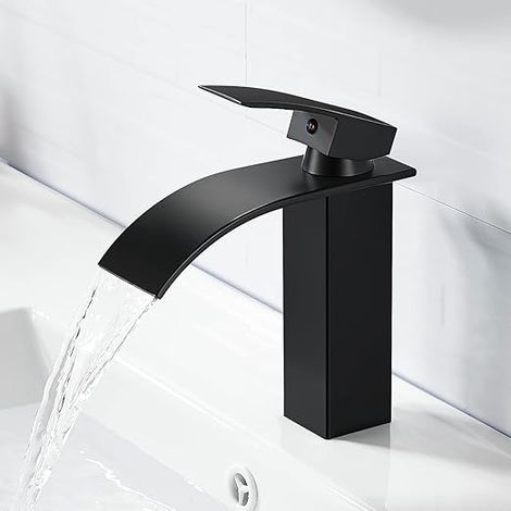 Elegant Design Basin Faucet, Brass Bathroom Basin Mixer, Black Faucets (1/5)