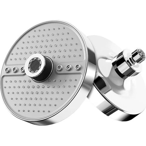 Pommeau de douche effet pluie réglable (Argent) 5 modes, grand panneau, haute pression, jet à grand débit, douche de plafond Supercharge 175 mm (1/5)