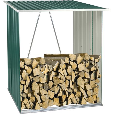 Kaminholzregal Östersund 163x83cm Brennholzregal Holzregal Holzlager grün (1/5)