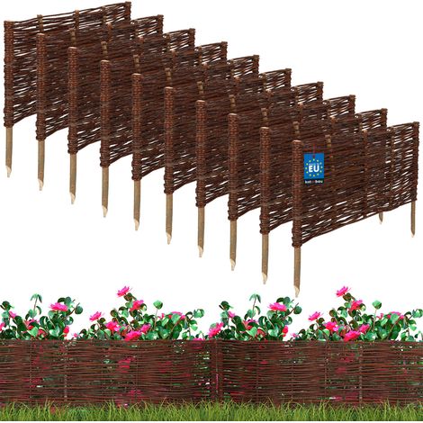 KOTARBAU® Clôture de jardin en palissade, bordure en osier, 60 x 30 cm, lot de 10