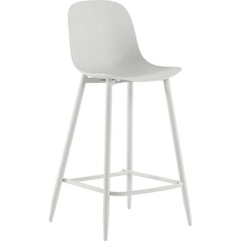 Sgabello Frida in Polipropilene Bianco con Gambe in Metallo, Design Scandinavo, Seduta Ergonomica per Cucina e Living - Om/Frida (1/5)