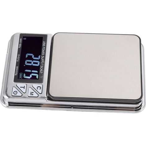 Hochpräzise digitale Waage 600 g/0,01 g, LCD-Display, wasserdicht, USB-Ladefunktion, für Küche und Schmuck (1/5)