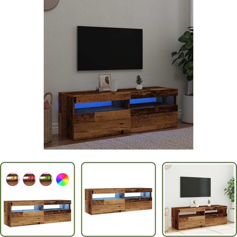LED-Leuchten - TV-Schrank mit LED Altholz-Optik 120x35x40 cm Holzwerkstoff (1/5)