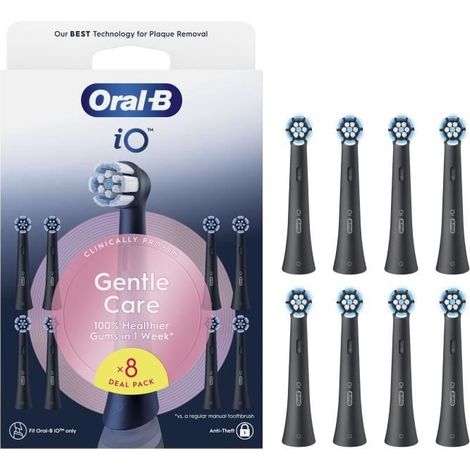 Bürstenköpfe - ORAL-B - iO Nachfüllungen Sanfte Pflege - Packung mit 8 - Schwarz