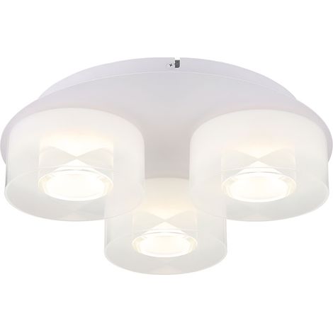 Deckenleuchte Deckenlampe LED Wohnzimmerleuchte Metall Glas weiß D 38 cm