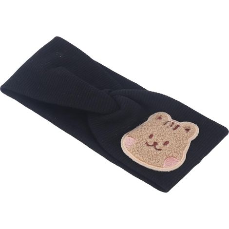 Baby-Stirnbänder, weiches, dehnbares Baumwoll-Stirnband mit Cartoon-Tiermuster, für Neugeborene und Kinder von 0-8 Jahren (SCHWARZ) (1/5)