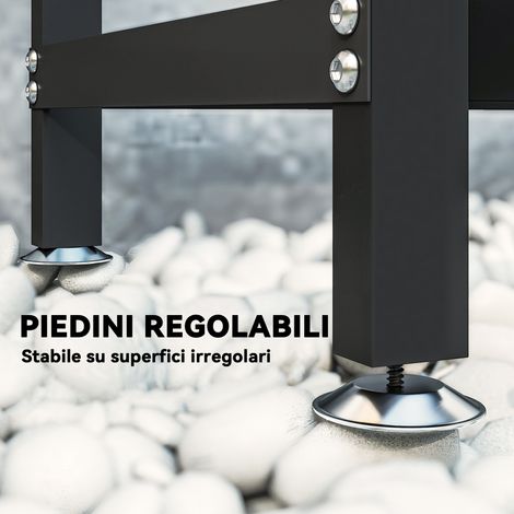 Caisson de stockage extérieur 0.8m³ ajustable, bâche résistante à l'eau et chaînes en acier, 235x31x116 cm, noir (1/5)