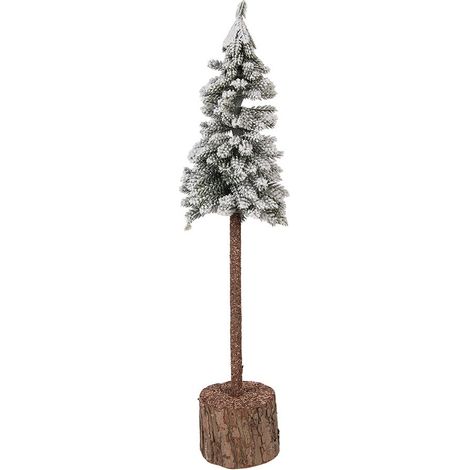 Mini sapin de Noël artificiel vert et bois pour décoration intérieure Ø 10 x 48 cm - PANGIVO (1/4)