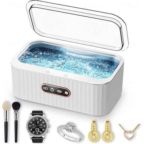Pulitore a ultrasuoni per gioielli，48 kHz，serbatoio dell'acqua da 400 ml，realizzato in acciaio inox 304. Adatto per la pulizia di occhiali (1/5)