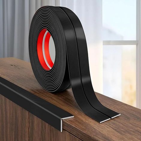 Profilé d’Angle PVC Auto-Adhésif Flexible 90–180°, Moulure de Protection pour Coins Muraux Intérieurs et Extérieurs, Finition Mur Plafond (Noir, W:16MM) (1/5)