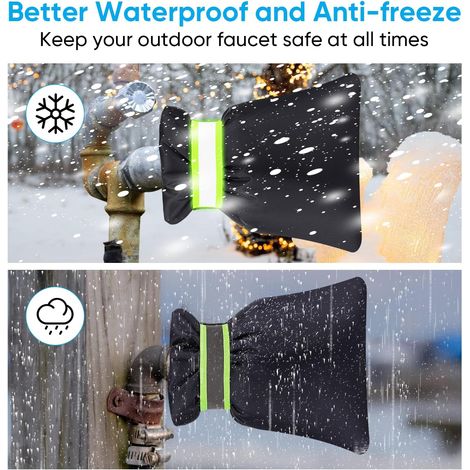 Protections hivernales pour robinets extérieurs - Lot de 2 - Protections antigel pour robinets extérieurs, isolation des tuyaux, réutilisables, étanches, isolantes thermiques et anti-retour pour robin (1/4)