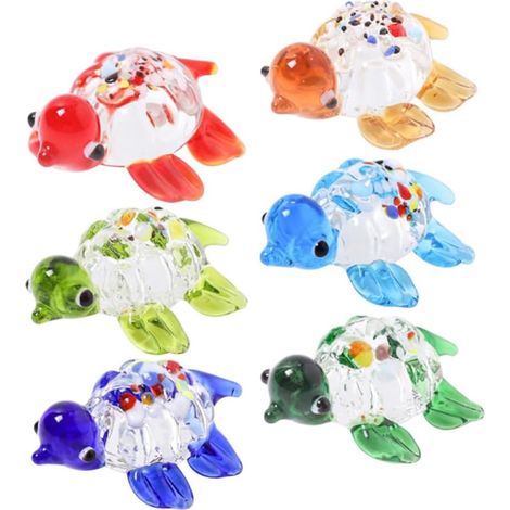 de tortues colorées jolie décoration de table en verre lot