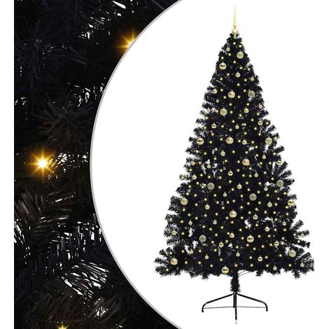 Árbol de Navidad Artificial Preiluminado Negro 240 cm PVC vidaXL