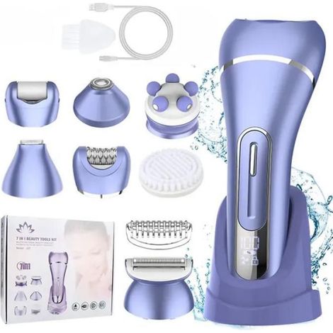 Épilateur & Rasoir Femme - 7 en 1 - IPX7 étanche - USB rechargeable - 2 vitesses, 100 min -lan (1/5)