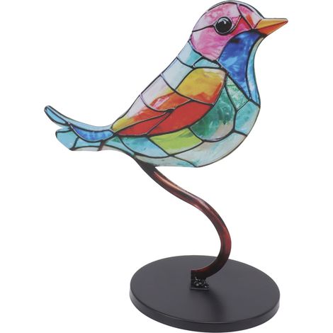 Vögel auf einem Ast – Doppellagige, lackierte Eisen-Schreibtischdekoration – Bunte Vogelornamente für Tablet und Heimdekoration – 1 Vogel (1/5)