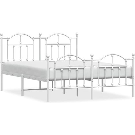 Maison Exclusive - Cadre de lit métal sans matelas et pied de lit blanc 135x190 cm (1/5)