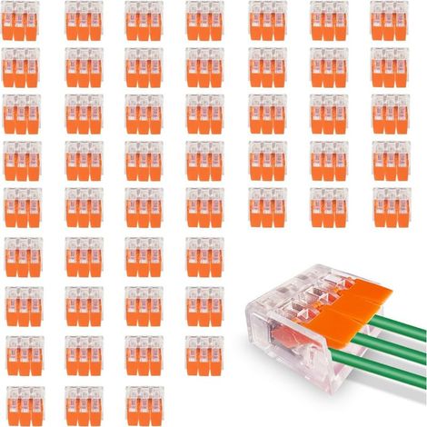 50 pcs Connecteur Electrique 3 Entrées, Bornes de Connexion Électrique 4.0 mm², Compacts Rapide Cosses, Transparent Modèle Compact (1/5)