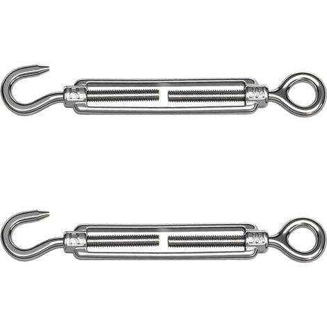 2Pcs Tendeur Pour Câble En Acier Inoxydable 90Mm,Tendeur Cable Avec Crochet Et Œillet,Tendeur Ajustable Pour Bâche,Store,Per[CA38] (1/5)