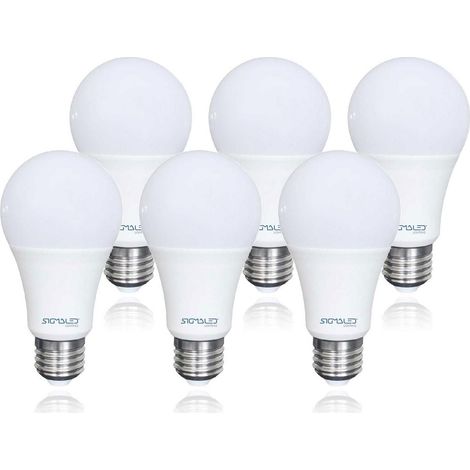 AMPOULES LED E27 10W (équivalent à 70W) - 950 lumens - Blanc Chaud 2800K - Ampoule A60 culot vis EDISON E27 - LOT DE 6 ampoules (1/5)