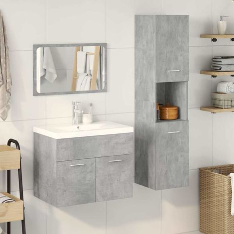 Maison Exclusive - Set Mobili da Bagno 4 pz Grigio Cemento in Legno Multistrato