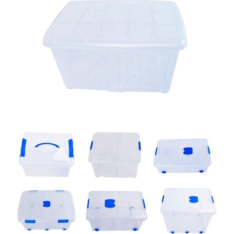 Cajas de Almacenaje Ordenación de plástico Transparentes con Tapa Azul Con y Sin Ruedas Ropa, Libro, Juguestes (1/5)