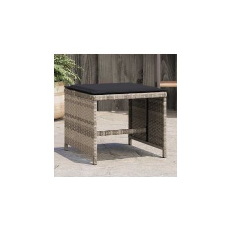 Tabourets de jardin coussins lot de 4 gris clair résine tressée (1/5)