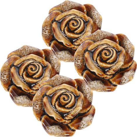 Lot de 4 poignées de tiroir en forme de fleur, poignées de commode vintage, poignées d'armoire pour meubles, armoires de cuisine, armoires, placards a (1/4)
