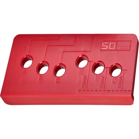 SOTECH Bohrschablone für Balkontürgriffe SEJA II mit den Abmessungen 85 x 40 x 20 mm für 48er Lochreihe mit 16, 18 und 23 mm Abstand zur Türkante (1/5)