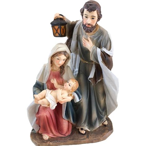 Natività monoblocco in poli-resina statua per presepe decorazione natalizia h 20 cm