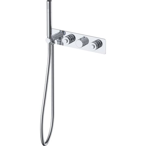 RAK Prima Tech Concealed Horizontal Thermostatic Dual Control Shower Valve with Hand Shower and Back Plate - RAKPRT3026 (1/2)