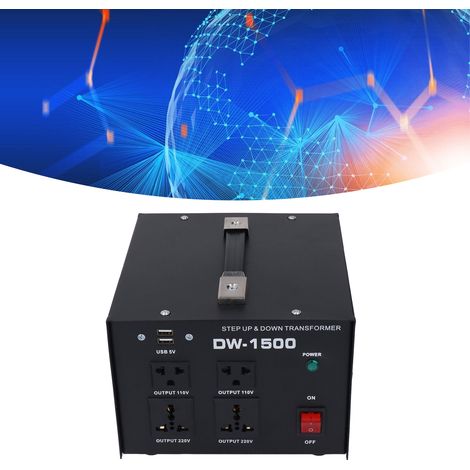 DW-1500 1500-W-Leistungstransformator, 110 V auf 220 V Aufwärts-/220 V Abwärtstransformator, europäischer Standardstecker, 110–120 V / 220–240 V (1/5)