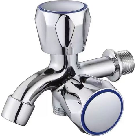 Miscelatore a doppia posizione con uscita singola e doppio beccuccio G1/2, adatto per lavatrici, piani cucina e docce (maniglia grande).