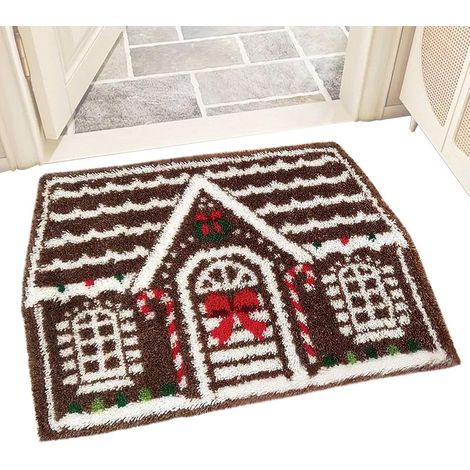 Tapis De Porte Maison En D'Épice 60 x 90 cm Paillasson De Noël Antidérapant Tapis De Bienvenue Pour Cuisine Salle De Bain Et Maison Pour Porche Entrée Douche Chambre (1/5)