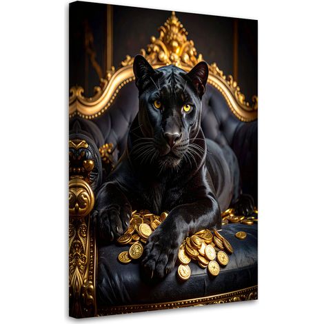 Bilder Schwarzer Panther auf dem Sofa Tiere Glamour 60x90 (1/5)