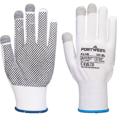 Guante de pantalla táctil con puntos de PVC Grip 13  A118 (12 pares) PORTWEST XS