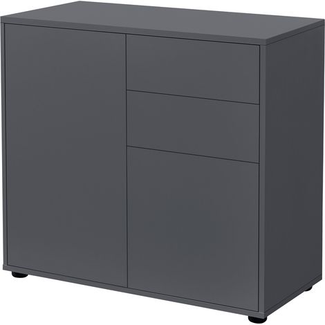 Cassettiera con 2 cassetti 2 ante paarl 74 x 79 x 36 cm grigio scuro opaco 030006819