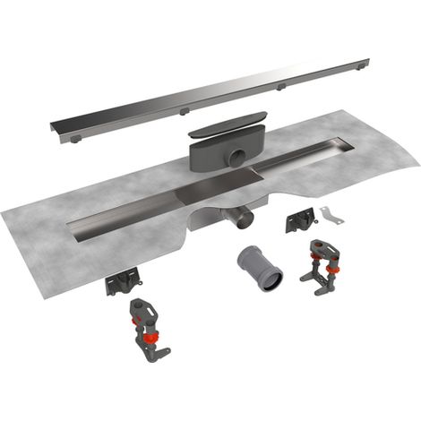 Easy Drain Compact 50 Modulo Stone caniveau de douche set garde d'eau 50mm 80cm profondeur d'encastrement 94mm avec sortie latérale (1/5)
